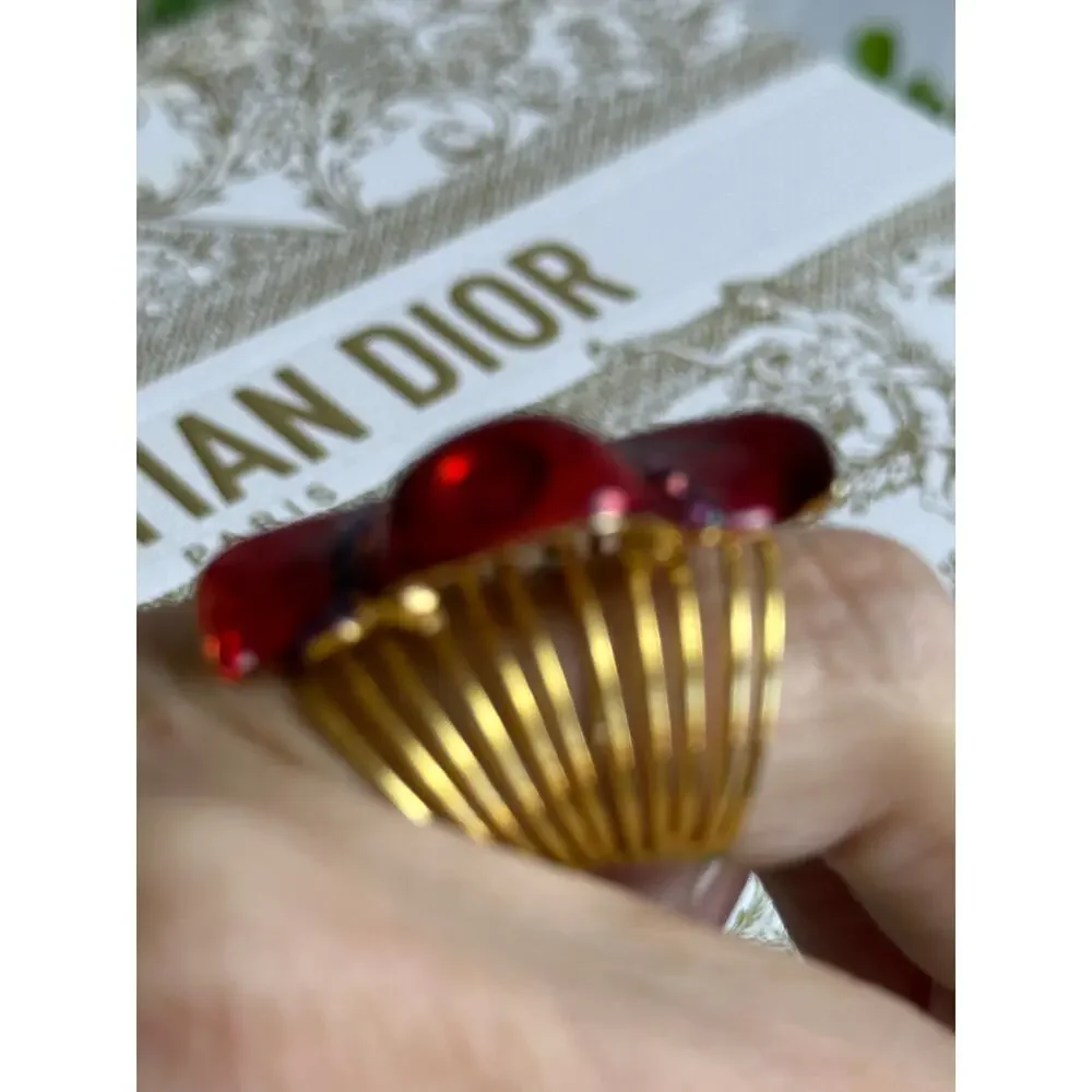 BOGO FREE RED ENAMEL HAT SOCIETY RING 7/8